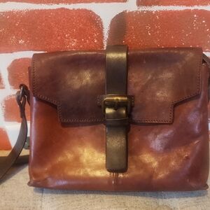 🙀 FLORENCE, ITALY Chiarugi Brown Leather Crossbody Bag 😽